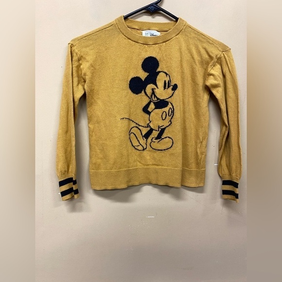 Gap Kids Disney Mickey Mouse Sweater Tan Black Size S (6-7) - Picture 1 of 6
